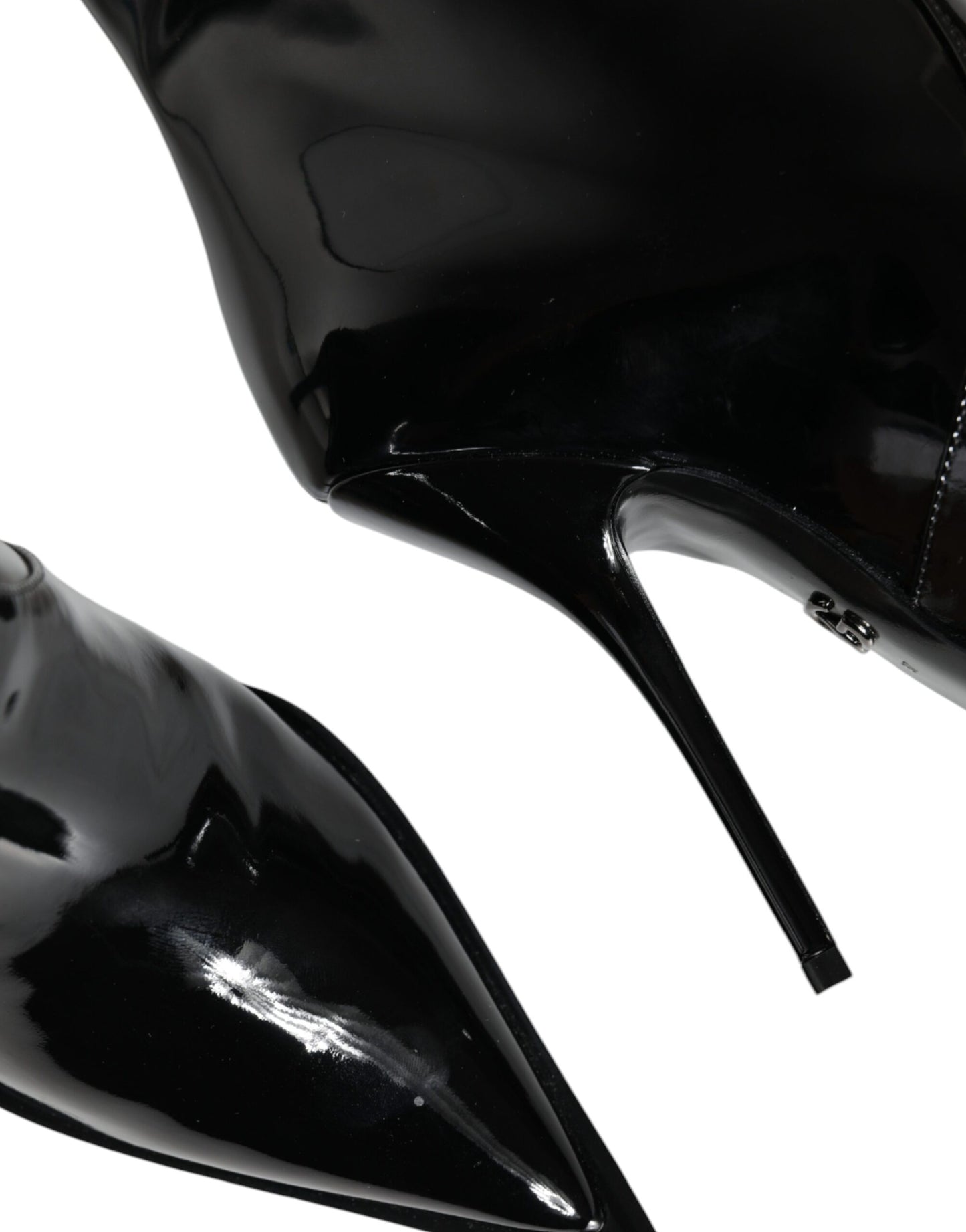 Dolce & Gabbana Zapatos Botas Negras de Charol a Media Pierna