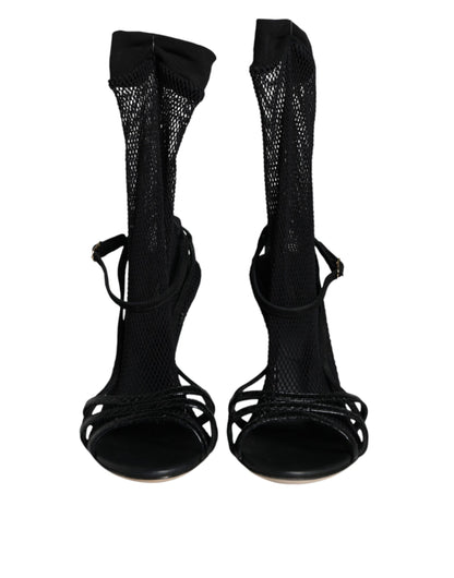 Zapatos de tacón de aguja de malla negra de Dolce & Gabbana