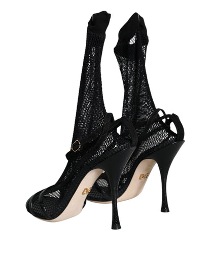 Zapatos de tacón de aguja de malla negra de Dolce & Gabbana