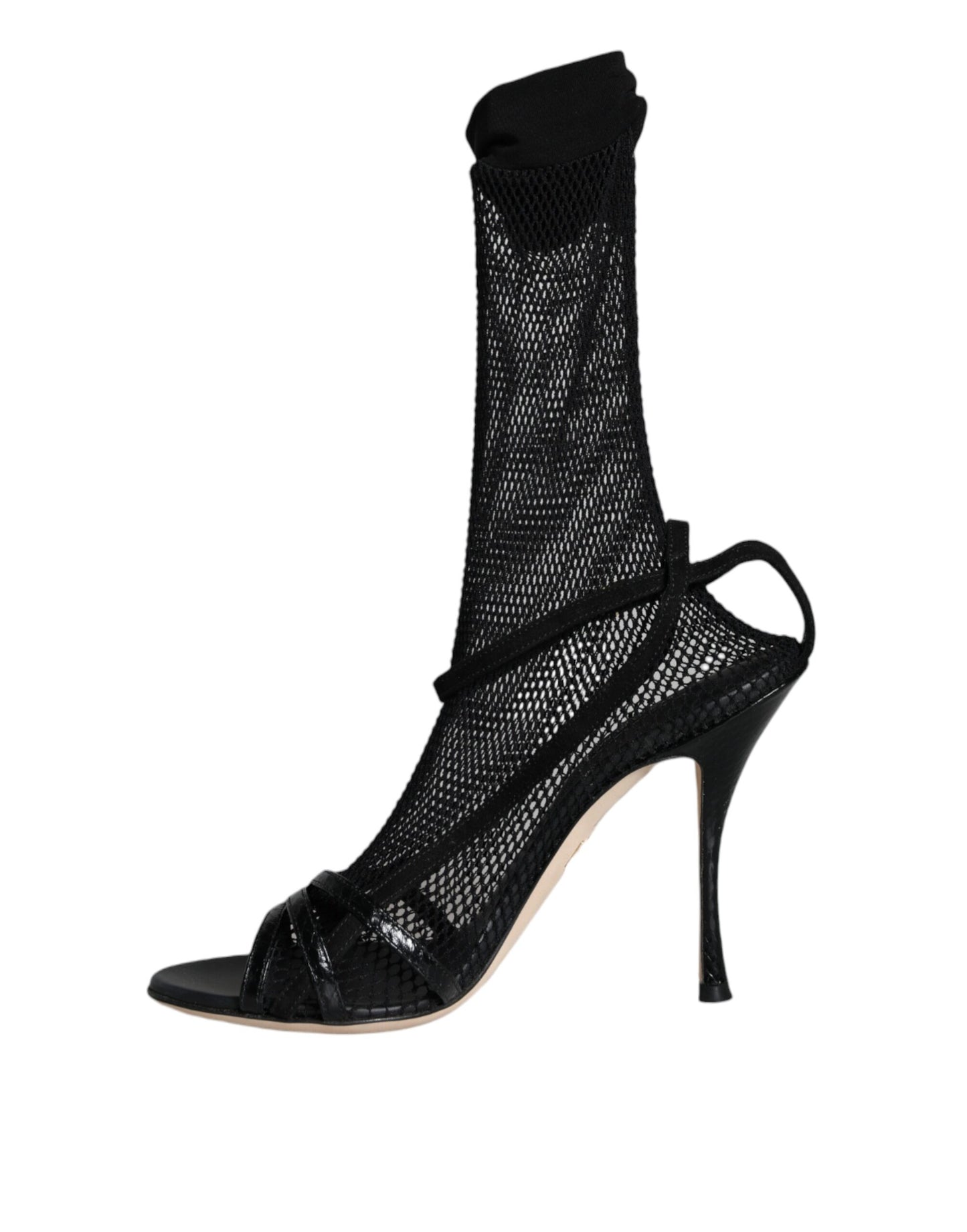 Zapatos de tacón de aguja de malla negra de Dolce & Gabbana