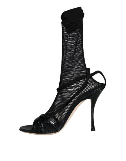 Zapatos de tacón de aguja de malla negra de Dolce & Gabbana