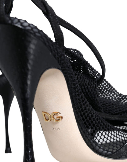 Zapatos de tacón de aguja de malla negra de Dolce & Gabbana