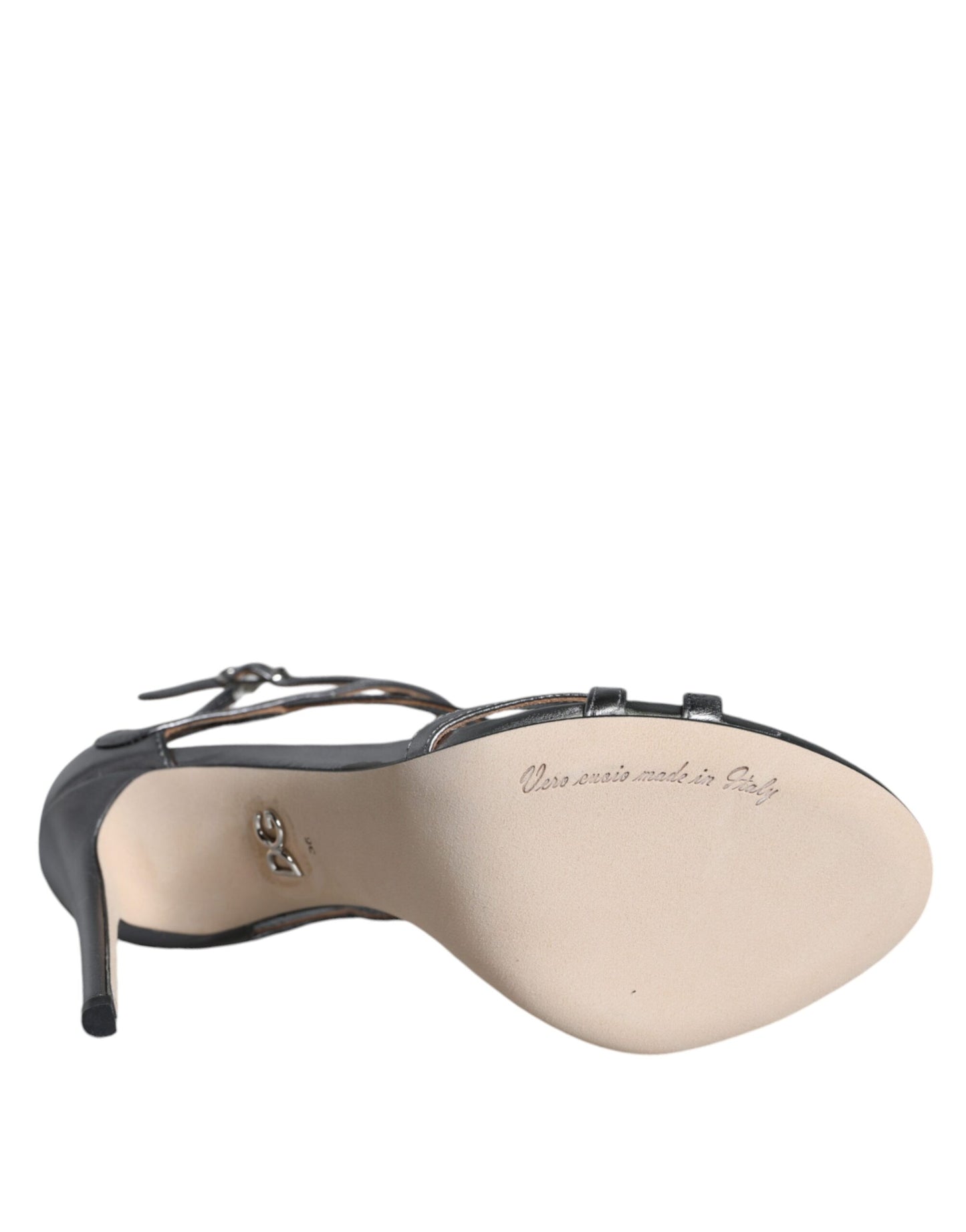 Sandalias de tacón Keira de cuero plateadas Dolce & Gabbana