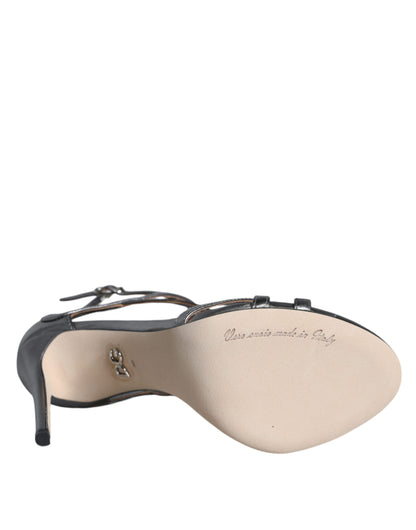 Sandalias de tacón Keira de cuero plateadas Dolce & Gabbana