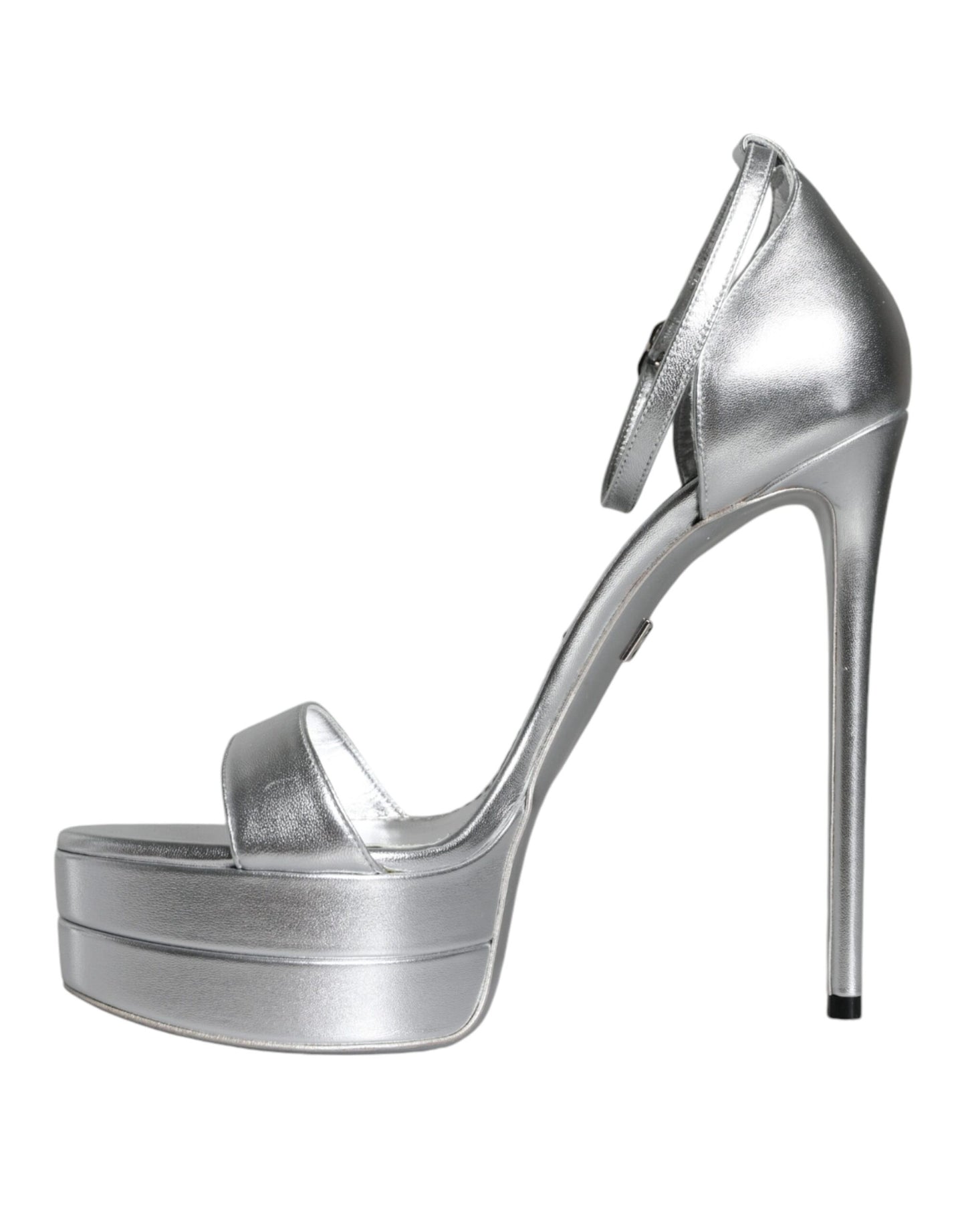 Zapatos Sandalias Plataforma Keira de Cuero Plateado Dolce & Gabbana