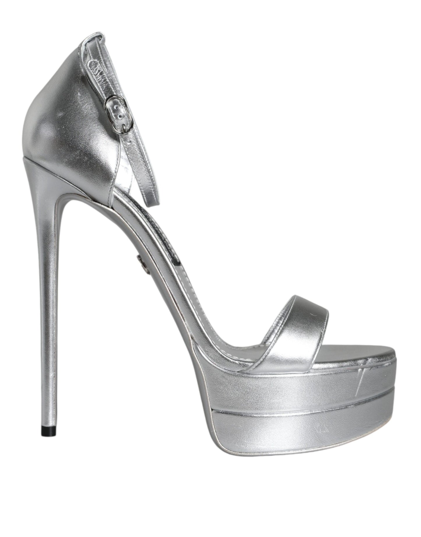 Zapatos Sandalias Plataforma Keira de Cuero Plateado Dolce & Gabbana