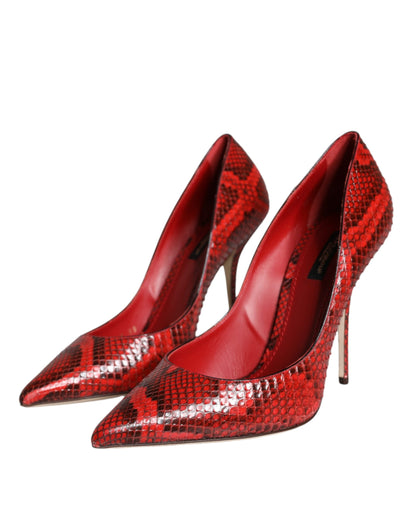Zapatos de tacón de aguja de cuero rojo Dolce & Gabbana