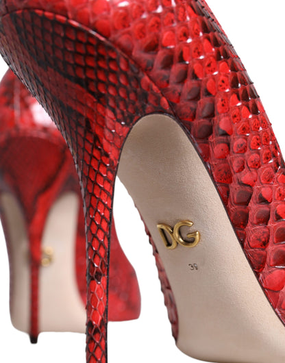 Zapatos de tacón de aguja de cuero rojo Dolce & Gabbana