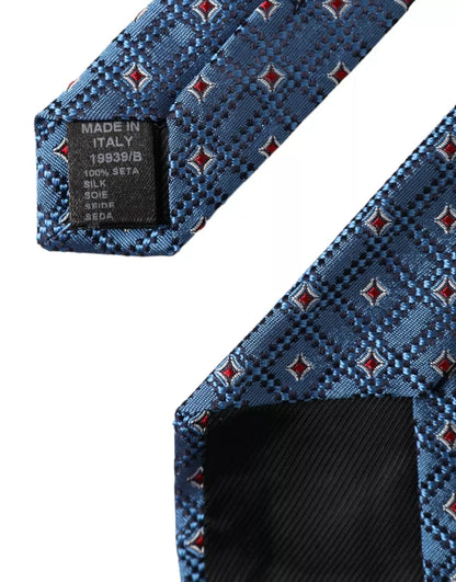Corbata de hombre ajustable 100% seda con estampado azul de Dolce & Gabbana