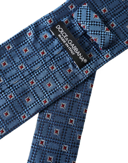 Corbata de hombre ajustable 100% seda con estampado azul de Dolce & Gabbana