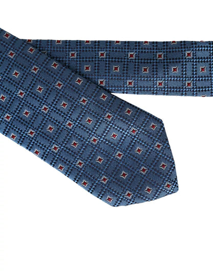 Corbata de hombre ajustable 100% seda con estampado azul de Dolce & Gabbana