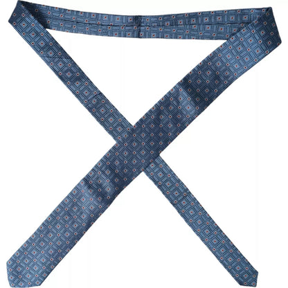 Corbata de hombre ajustable 100% seda con estampado azul de Dolce & Gabbana