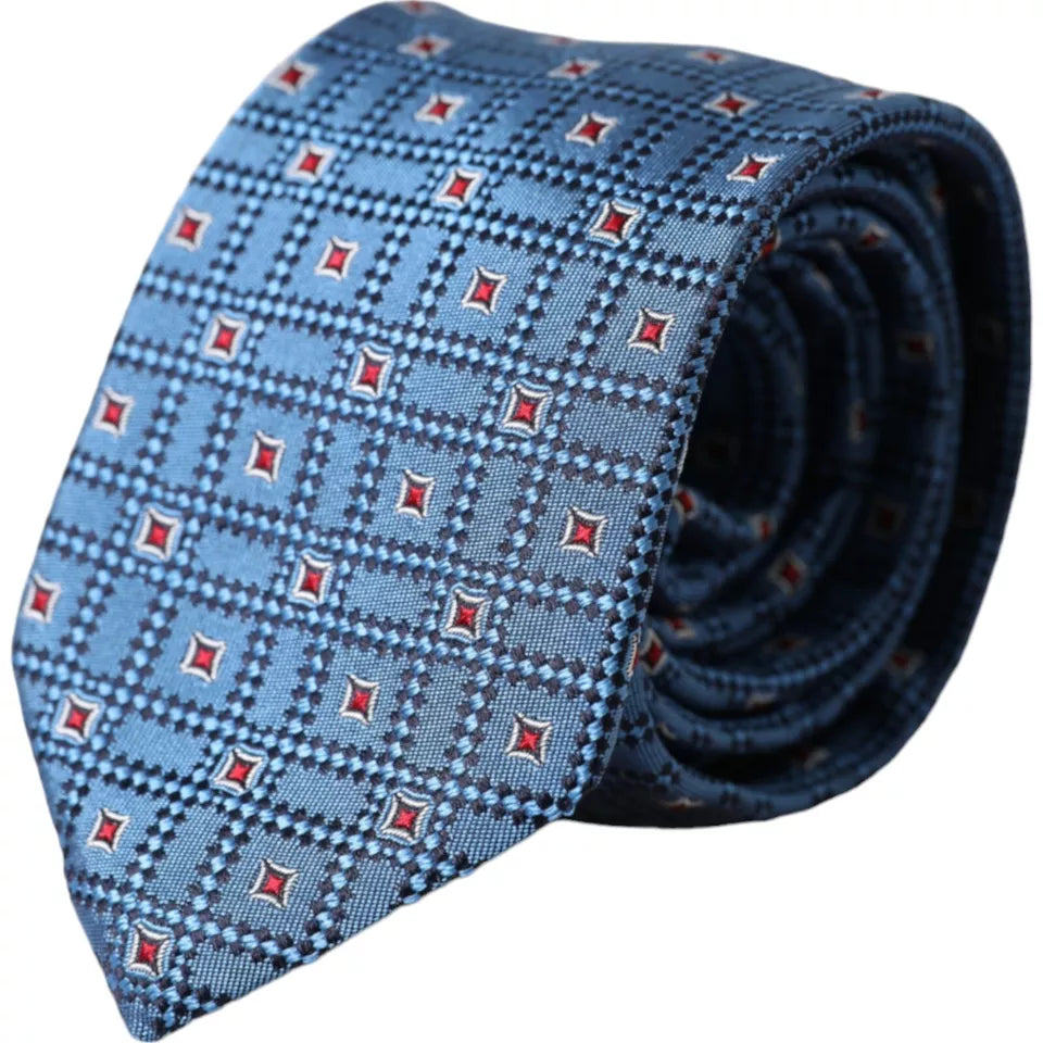Corbata de hombre ajustable 100% seda con estampado azul de Dolce & Gabbana