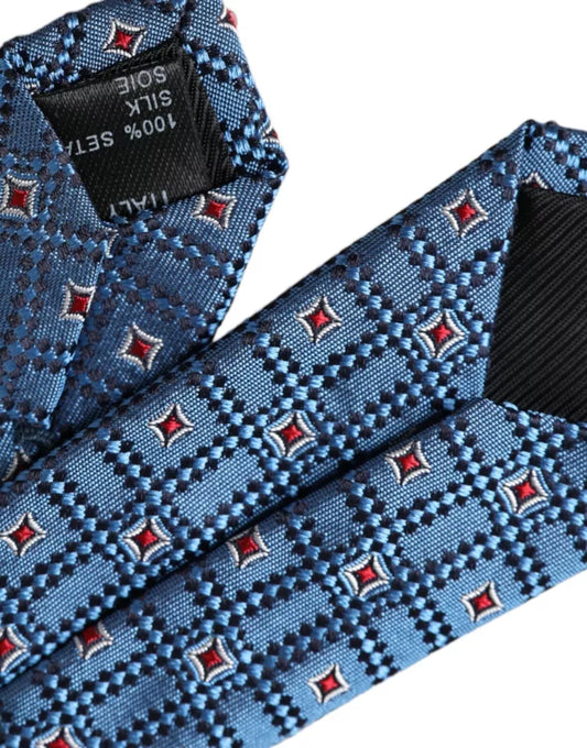 Corbata de hombre ajustable 100% seda con estampado azul de Dolce & Gabbana