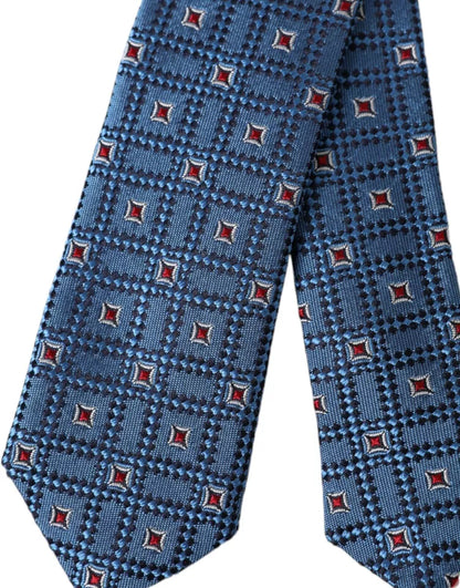 Corbata de hombre ajustable 100% seda con estampado azul de Dolce & Gabbana