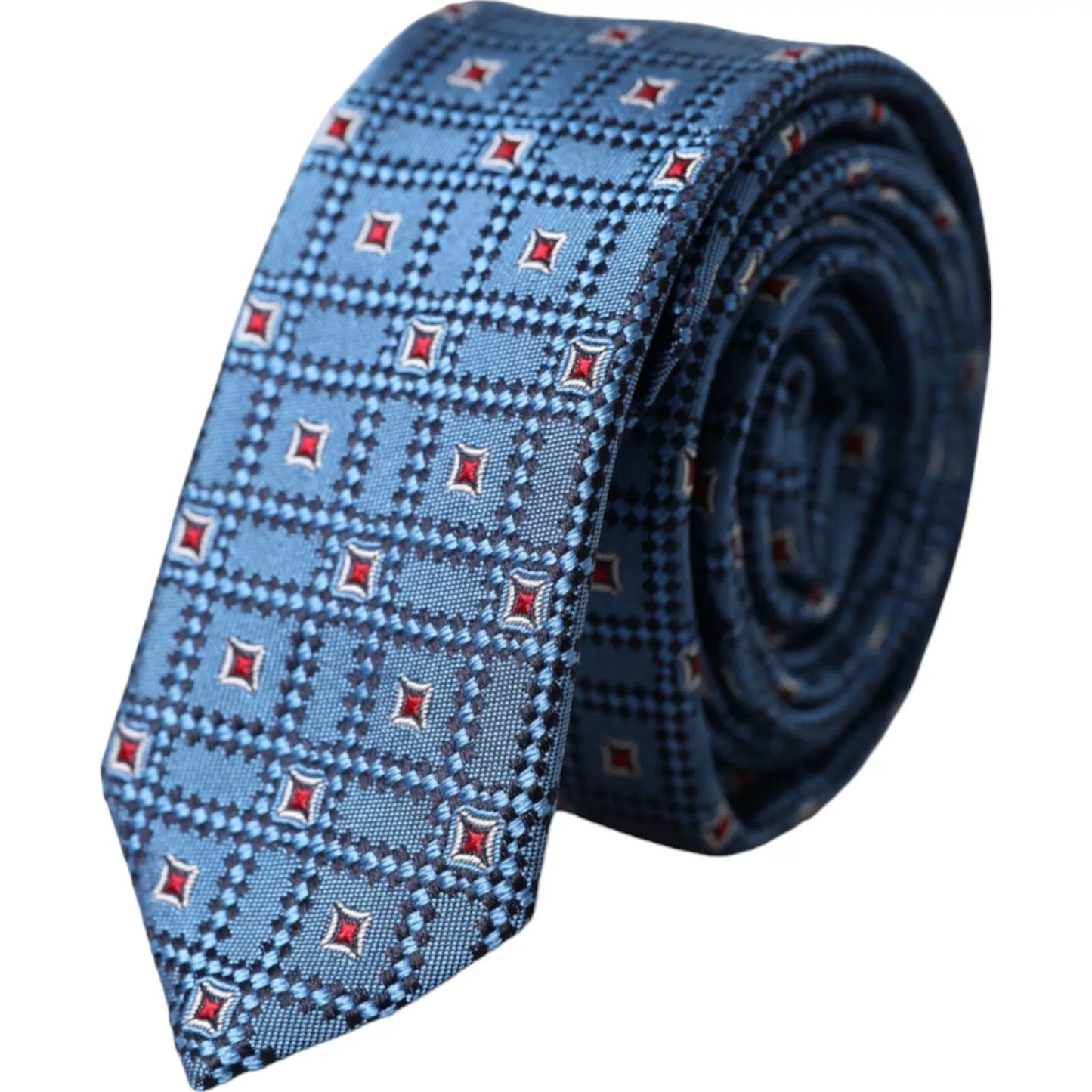 Corbata de hombre ajustable 100% seda con estampado azul de Dolce & Gabbana
