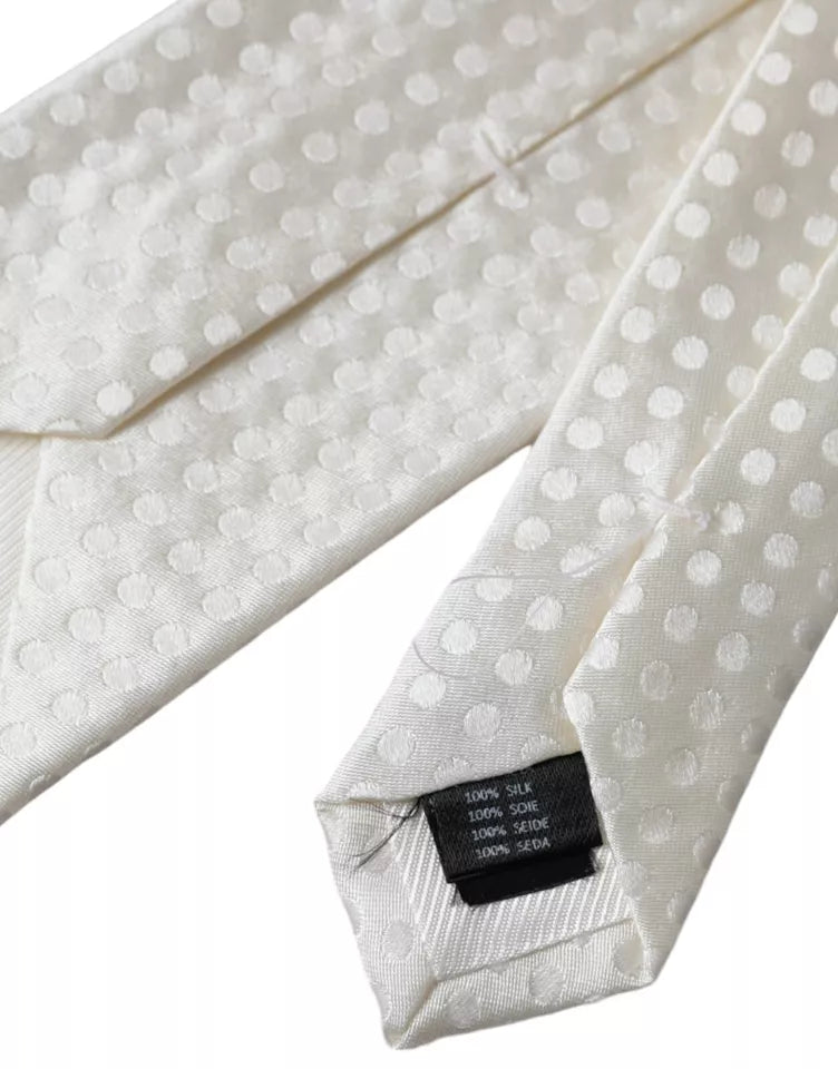 Corbata de seda blanca con lunares, clásica y ajustable, para hombre, de Dolce & Gabbana