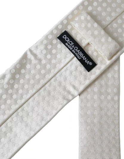 Corbata de seda blanca con lunares, clásica y ajustable, para hombre, de Dolce & Gabbana