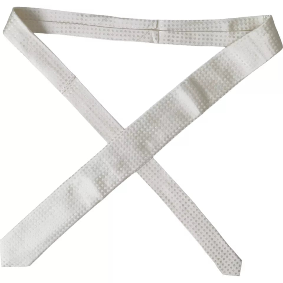 Corbata de seda blanca con lunares, clásica y ajustable, para hombre, de Dolce & Gabbana