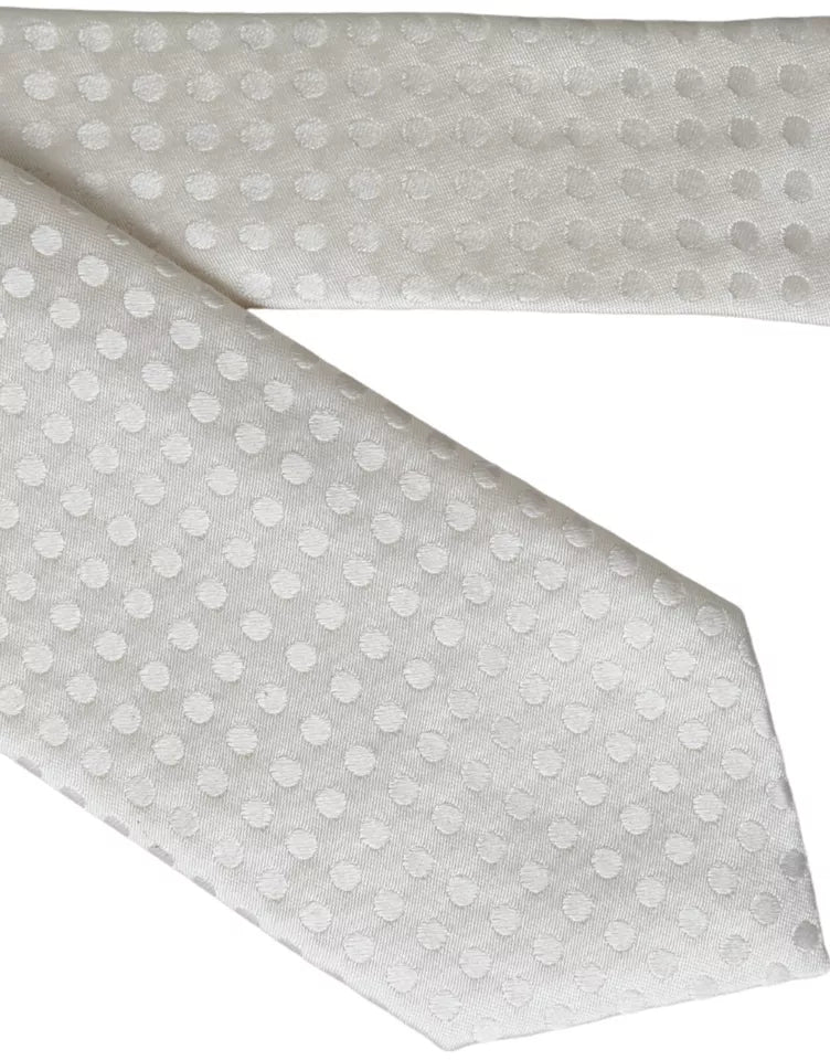 Corbata de seda blanca con lunares, clásica y ajustable, para hombre, de Dolce & Gabbana