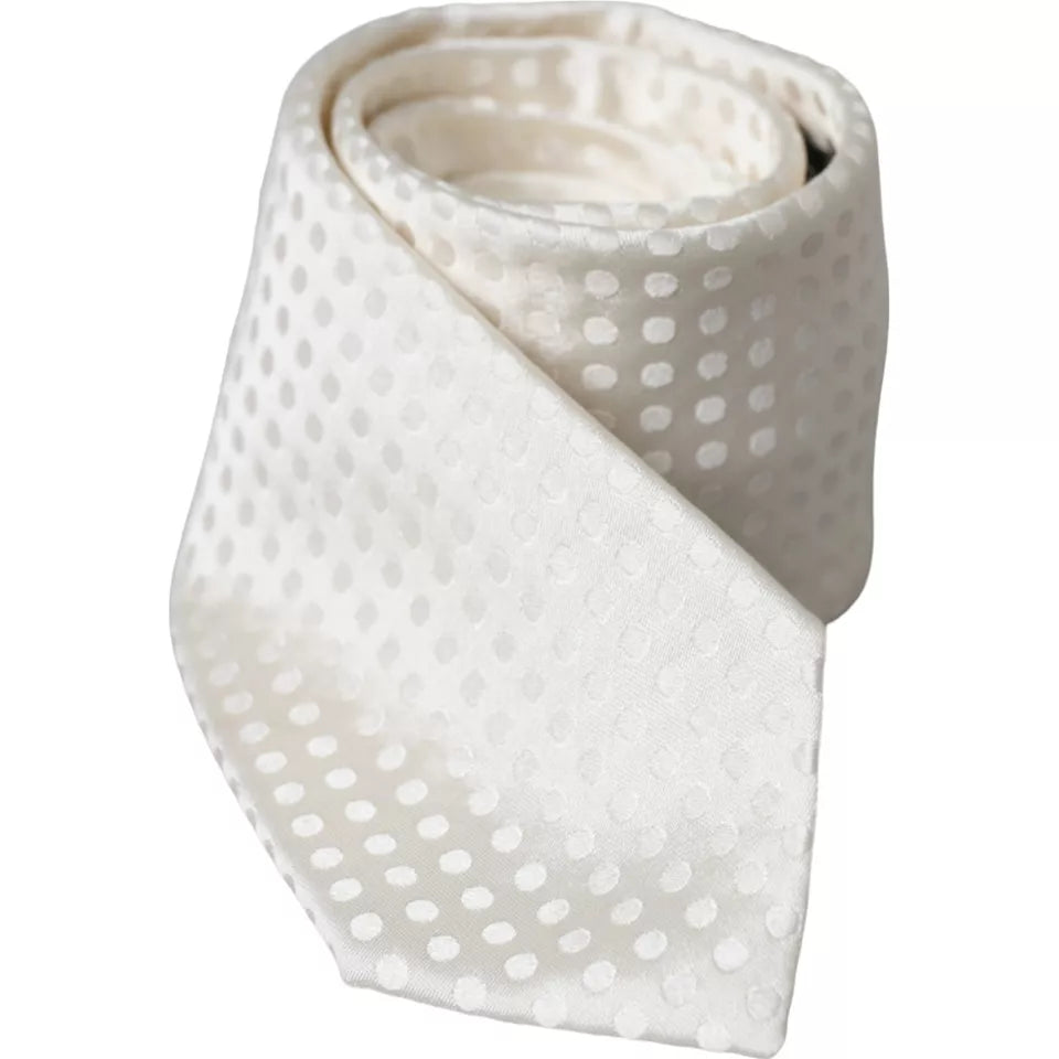Corbata de seda blanca con lunares, clásica y ajustable, para hombre, de Dolce & Gabbana