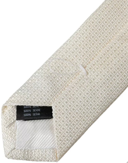 Corbata clásica ajustable de seda estampada blanca cruda Dolce & Gabbana