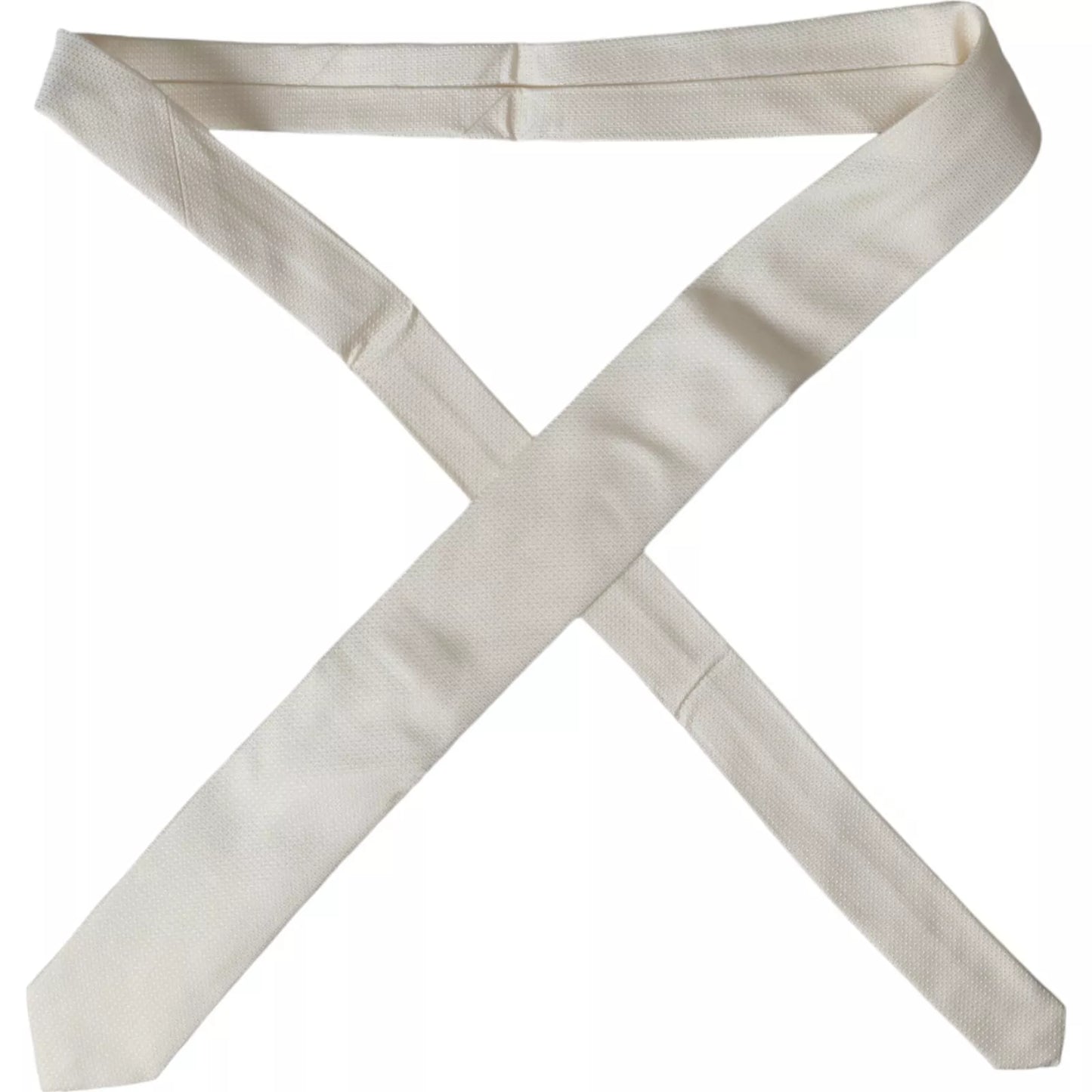 Corbata clásica ajustable de seda estampada blanca cruda Dolce & Gabbana