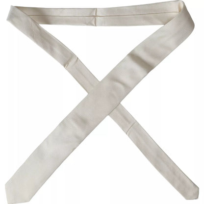 Corbata clásica ajustable de seda estampada blanca cruda Dolce & Gabbana