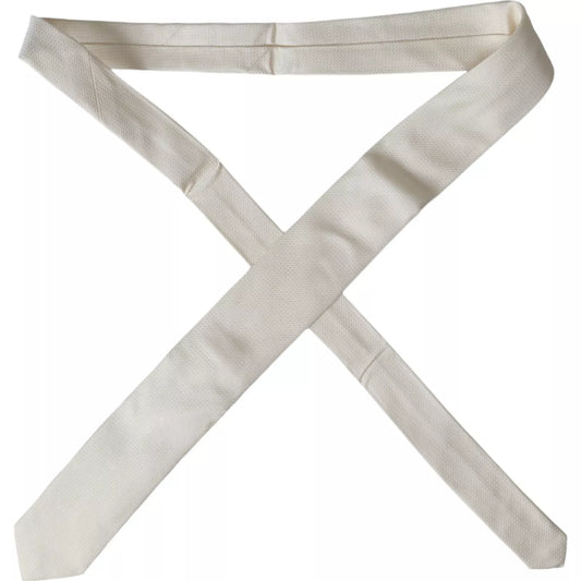 Corbata clásica ajustable de seda estampada blanca cruda Dolce & Gabbana