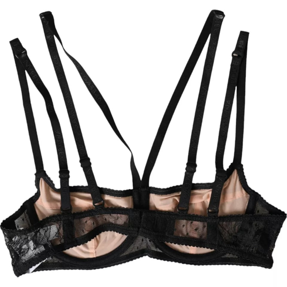 Sujetador Balconcino Dolce & Gabbana de nailon con encaje floral negro