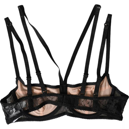 Sujetador Balconcino Dolce & Gabbana de nailon con encaje floral negro