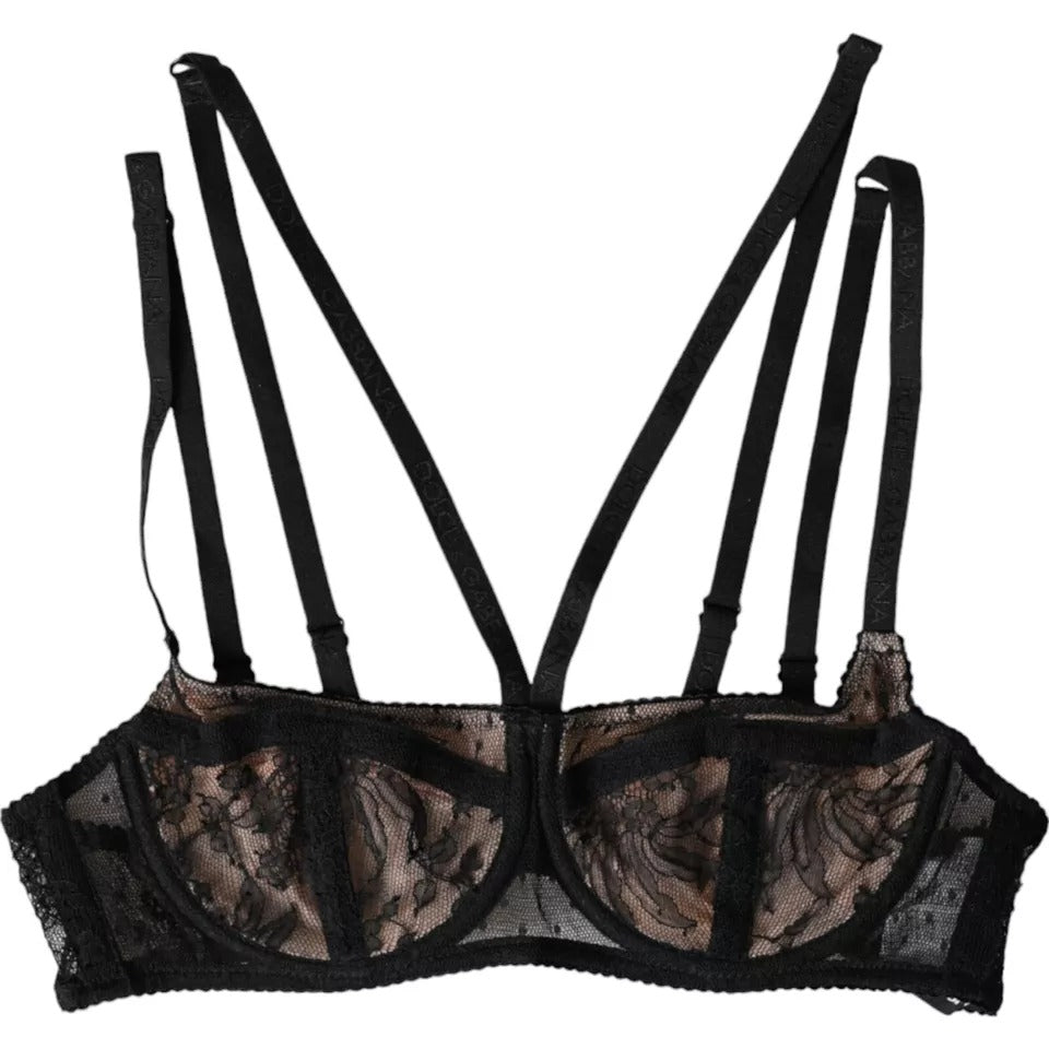 Sujetador Balconcino Dolce & Gabbana de nailon con encaje floral negro