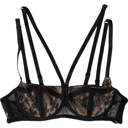 Sujetador Balconcino Dolce & Gabbana de nailon con encaje floral negro