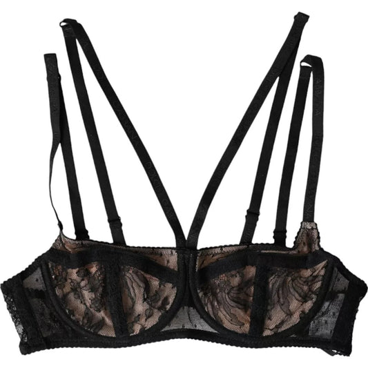 Sujetador Balconcino Dolce & Gabbana de nailon con encaje floral negro