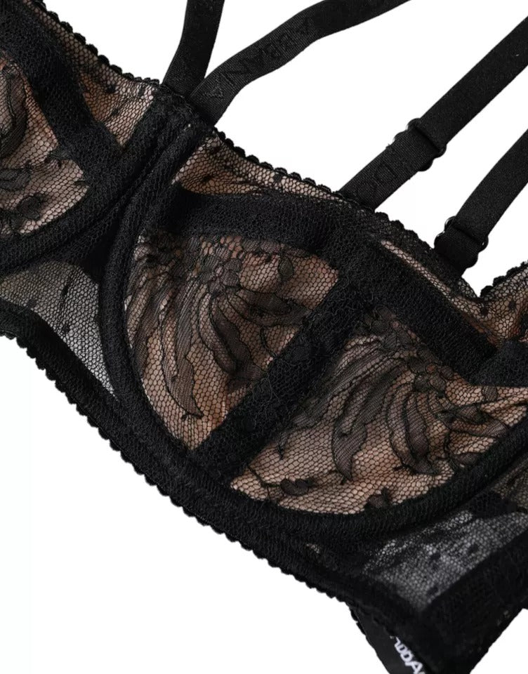 Sujetador Balconcino Dolce & Gabbana de nailon con encaje floral negro