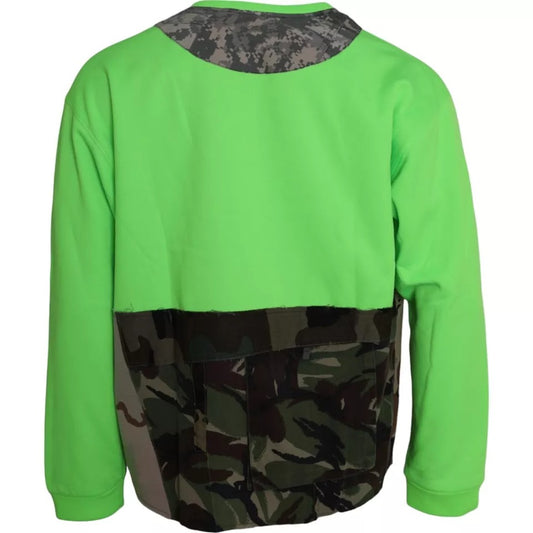 Suéter Dolce & Gabbana de cuello redondo con corazón en patchwork verde