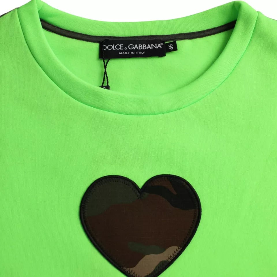 Suéter Dolce & Gabbana de cuello redondo con corazón en patchwork verde