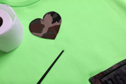 Suéter Dolce & Gabbana de cuello redondo con corazón en patchwork verde