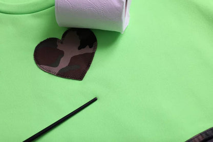 Suéter Dolce & Gabbana de cuello redondo con corazón en patchwork verde