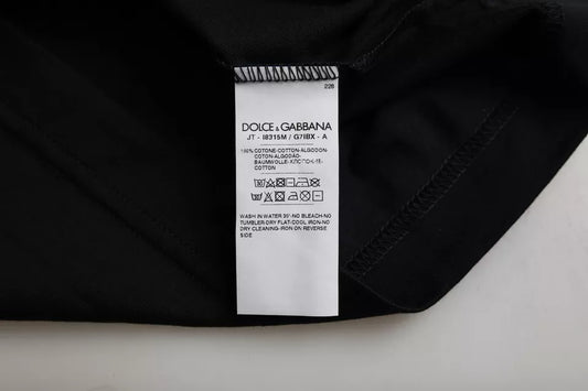 Camiseta de hombre Dolce & Gabbana negra de algodón, cuello redondo, manga corta