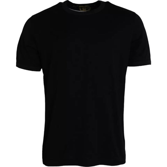 Camiseta de hombre Dolce & Gabbana negra de algodón, cuello redondo, manga corta
