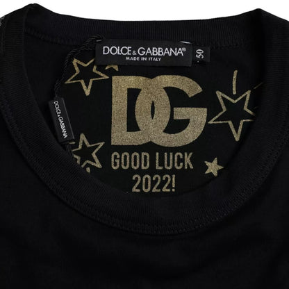 Camiseta de hombre Dolce & Gabbana negra de algodón, cuello redondo, manga corta