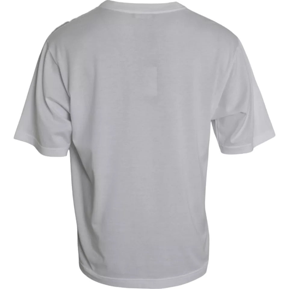 Camiseta de manga corta de cuello redondo de algodón blanco de Dolce & Gabbana