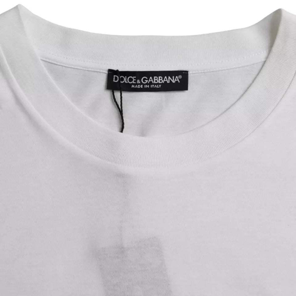 Camiseta de manga corta de cuello redondo de algodón blanco de Dolce & Gabbana