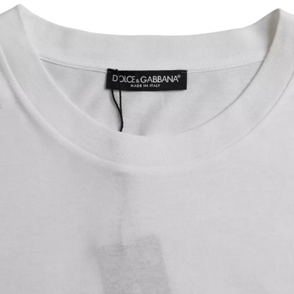 Camiseta de manga corta de cuello redondo de algodón blanco de Dolce & Gabbana