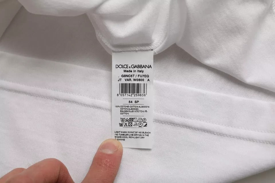 Camiseta de manga corta de cuello redondo de algodón blanco de Dolce & Gabbana