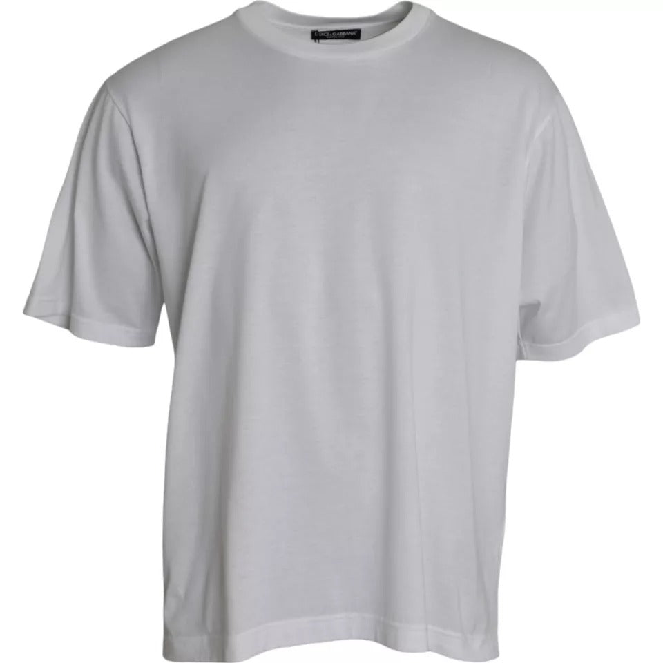 Camiseta de manga corta de cuello redondo de algodón blanco de Dolce & Gabbana