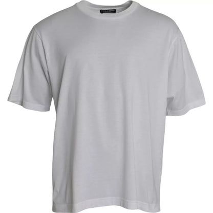 Camiseta de manga corta de cuello redondo de algodón blanco de Dolce & Gabbana