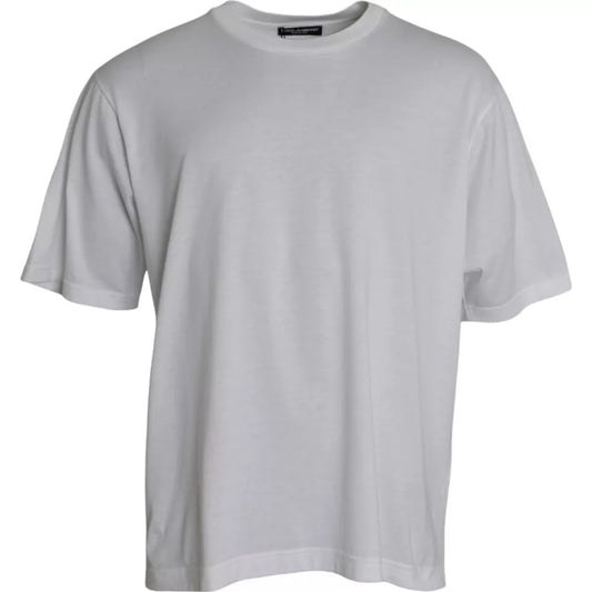 Camiseta de manga corta de cuello redondo de algodón blanco de Dolce & Gabbana