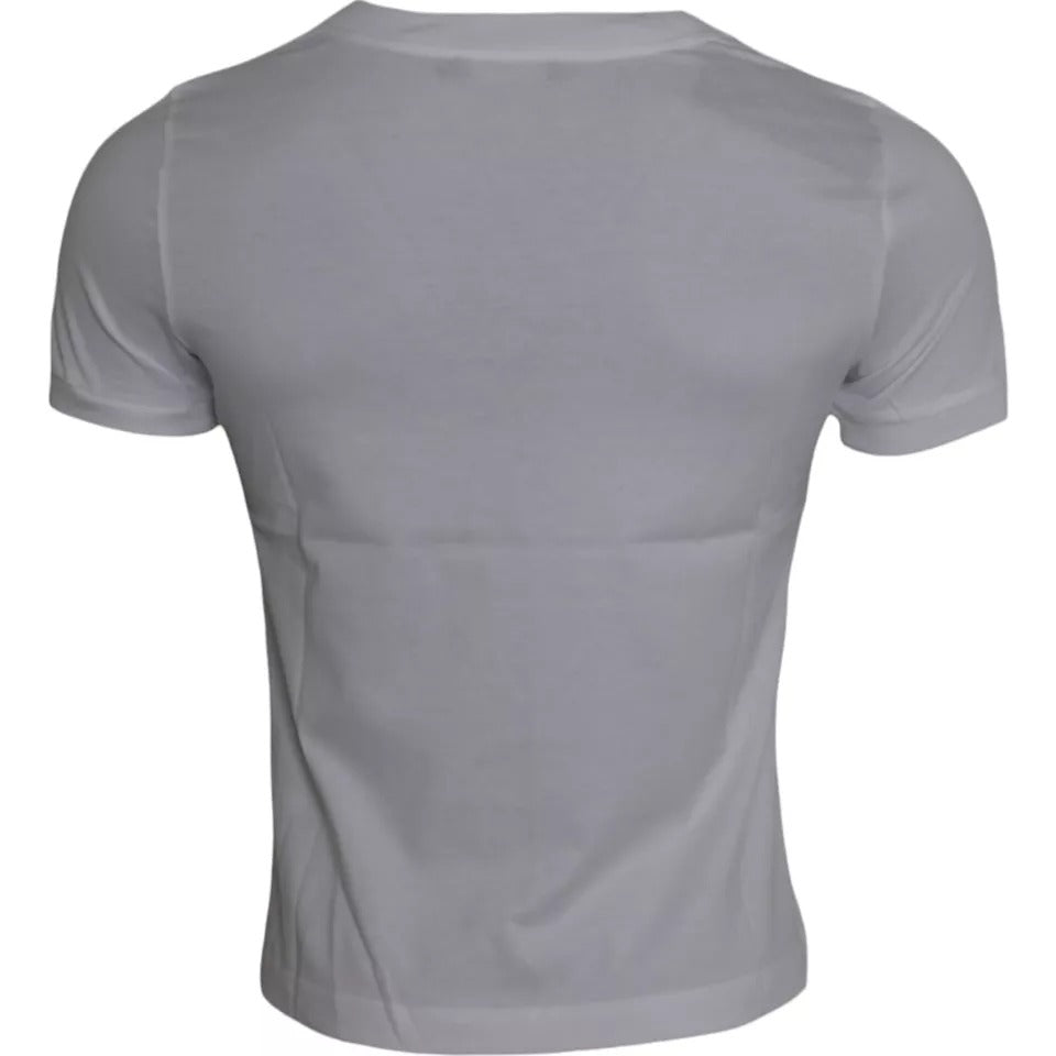 Camiseta de manga corta de cuello redondo de algodón blanco de Dolce & Gabbana